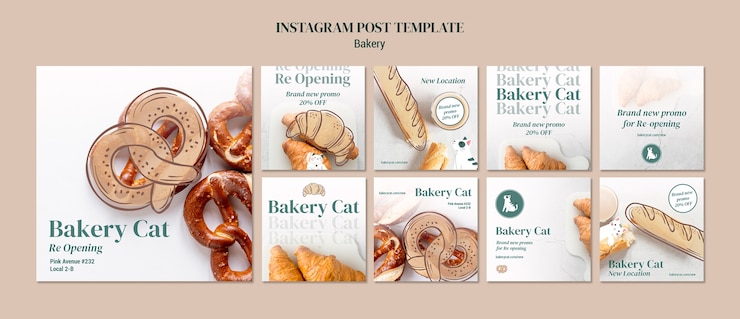 PSD gratuit délicieux articles de boulangerie sur instagram