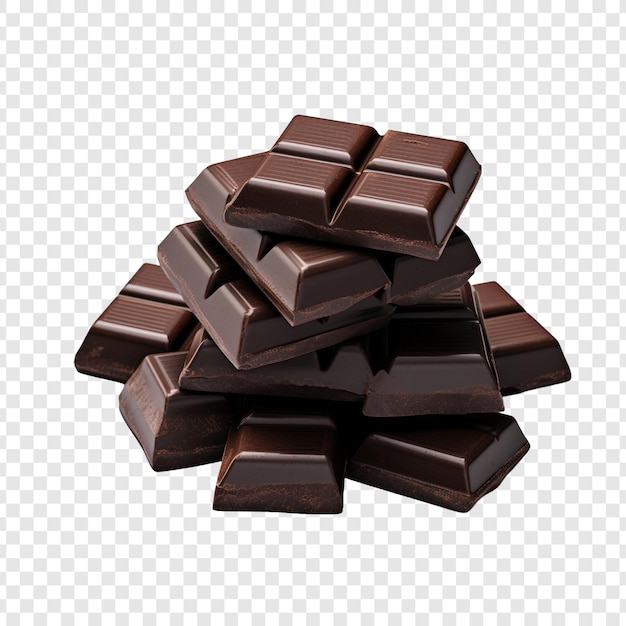 PSD gratuit de délicieux morceaux de chocolat noir isolés sur un fond transparent