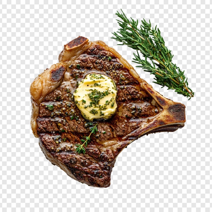 PSD gratuit délicieux steak de ribeye grillé avec du beurre d'herbe