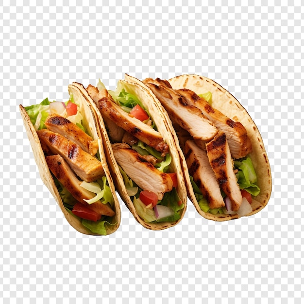 PSD gratuit de délicieux tacos de poulet grillé isolés sur un fond transparent