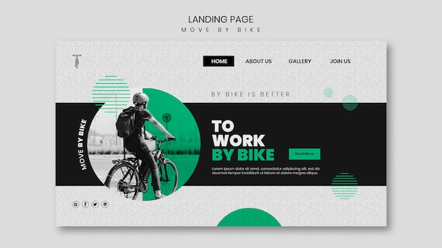 PSD gratuit déplacer à vélo la page de destination