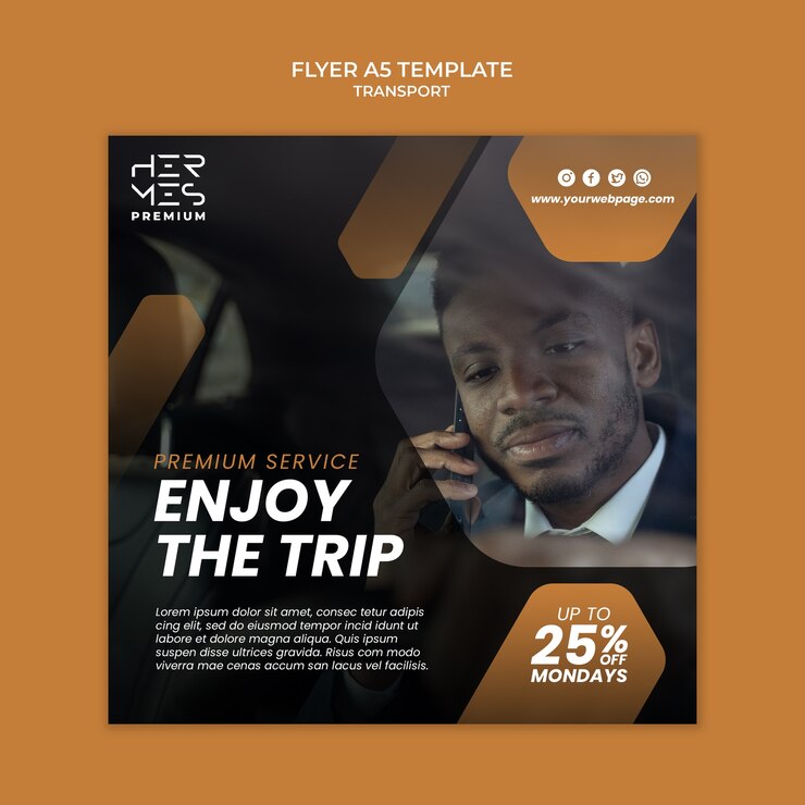 PSD gratuit dépliant carré de transport dégradé