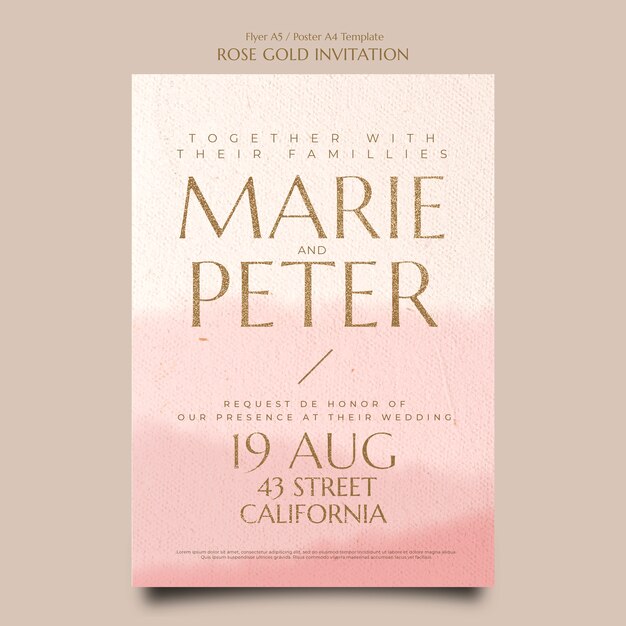 Dépliant dégradé d'invitation en or rose