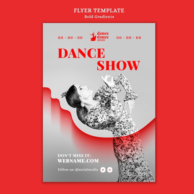 PSD gratuit dépliant vertical pour spectacle de flamenco avec danseuse