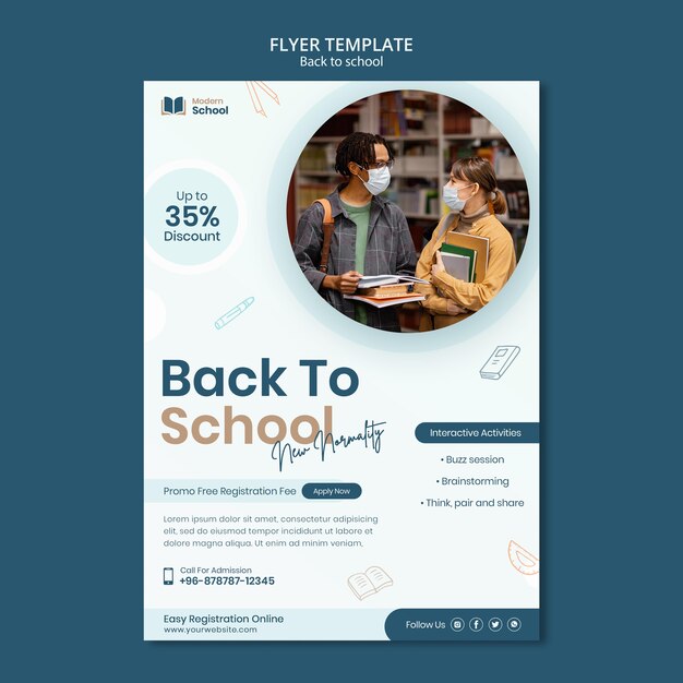 Dépliant vertical de retour à l'école avec photo