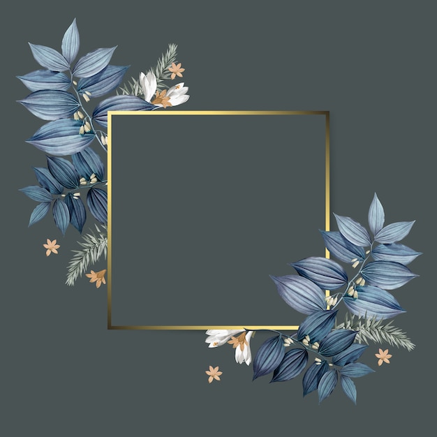 Design de cadre doré floral vide