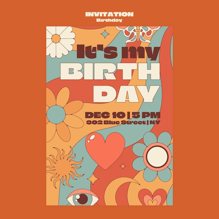 PSD gratuit design du modèle d'anniversaire