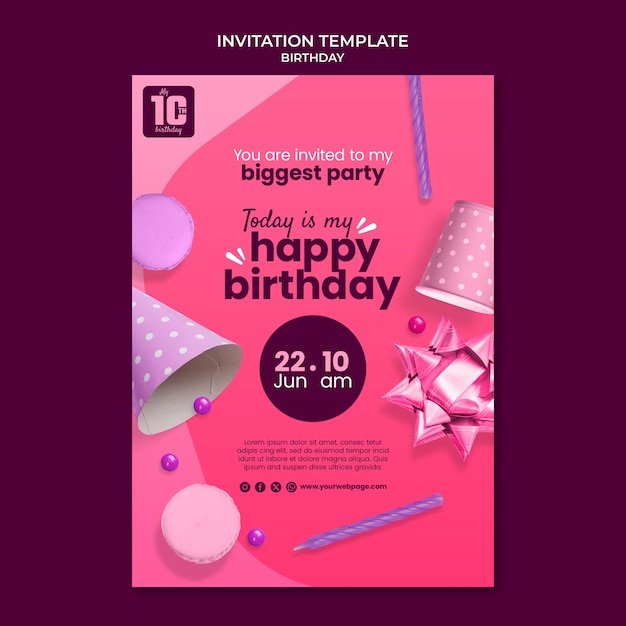 PSD gratuit design du modèle d'anniversaire