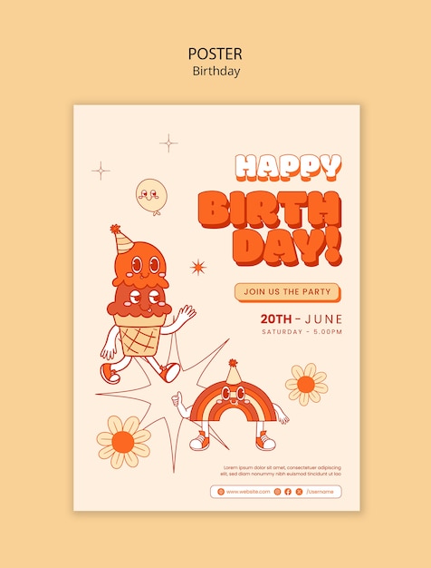 PSD gratuit design du modèle d'anniversaire