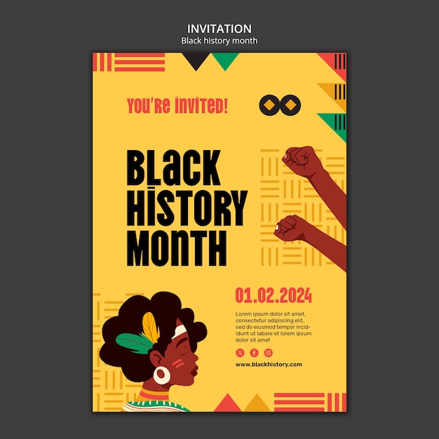 PSD gratuit design du modèle du mois de l'histoire noire