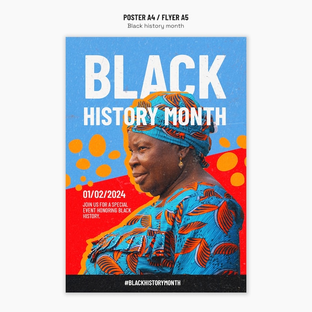 PSD gratuit design du modèle du mois de l'histoire noire
