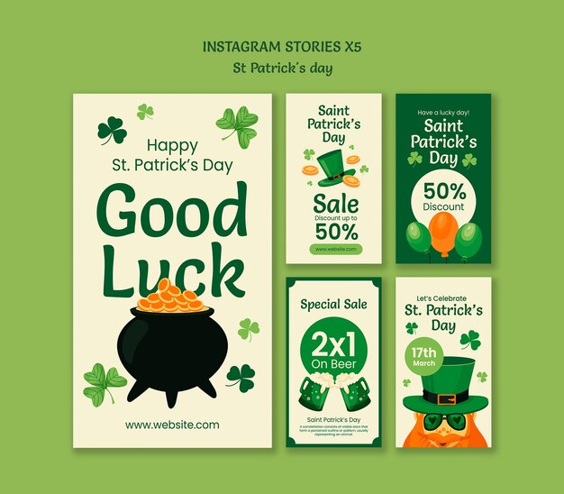 Design du modèle d'histoire d'Instagram pour le jour de Saint Patrick