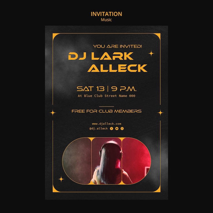 PSD gratuit design du modèle d'invitation à la musique