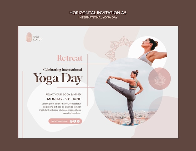 PSD gratuit design du modèle de la journée internationale du yoga