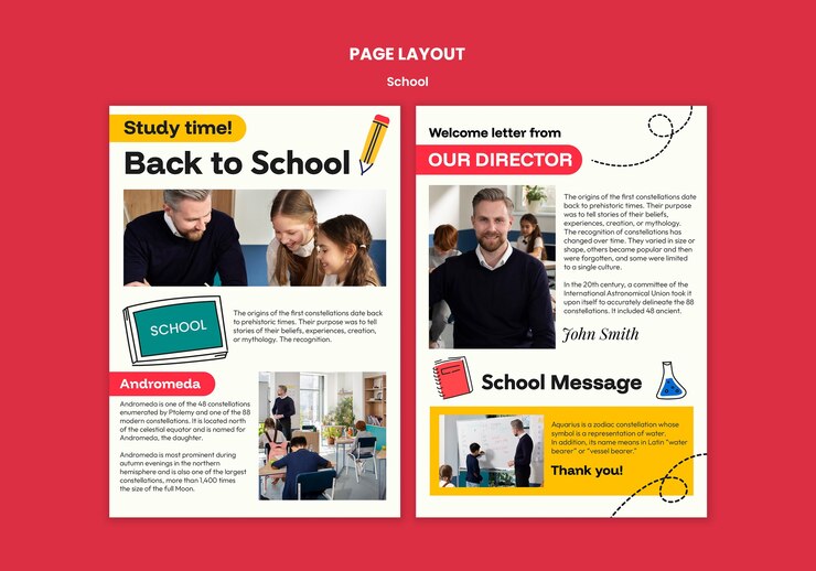 PSD gratuit design du modèle de mise en page de l'école
