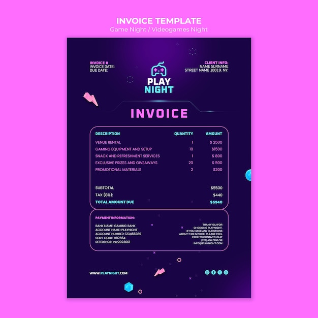 PSD gratuit design du modèle de la soirée de jeu