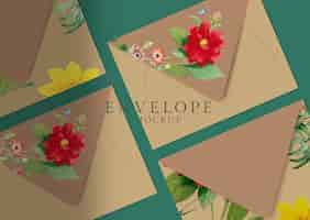 PSD gratuit design enveloppe florale