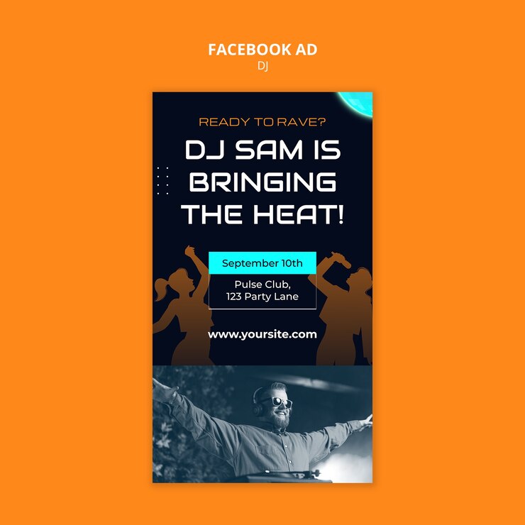 PSD gratuit design de modèle d'annonce de fête de dj sur facebook
