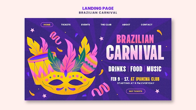 PSD gratuit design de modèle de carnaval brésilien