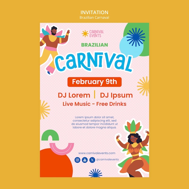 PSD gratuit design de modèle de carnaval brésilien