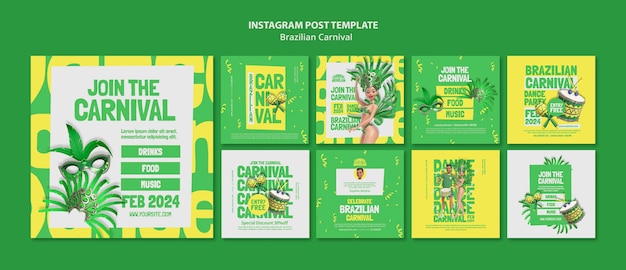 PSD gratuit design de modèle de carnaval brésilien