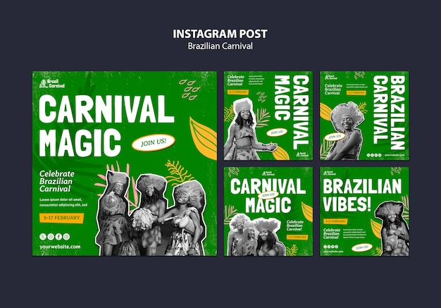 PSD gratuit design de modèle de carnaval brésilien