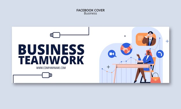 Design de modèle de couverture Facebook d'entreprise plat