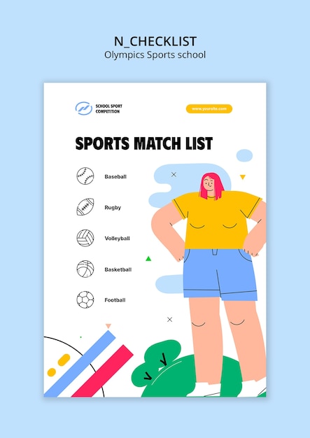 PSD gratuit design de modèle d'école sportive olympique