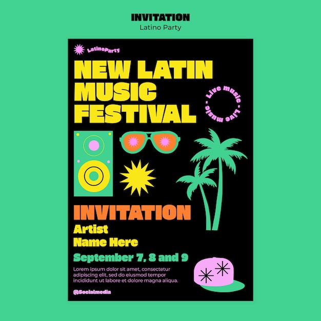 PSD gratuit design de modèle de fête latino