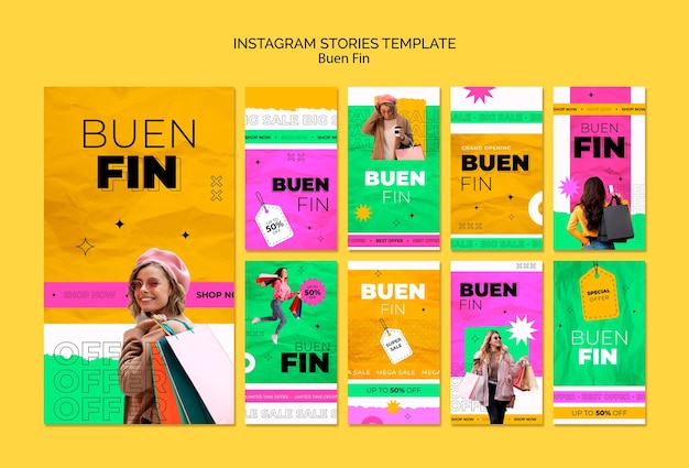 PSD gratuit design plat histoires instagram buen fin