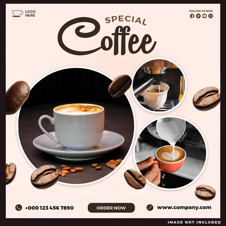 PSD gratuit design spécial pour les médias sociaux du café