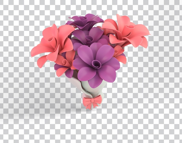 PSD gratuit dessin animé, fleur, bouquet, dessus, côté