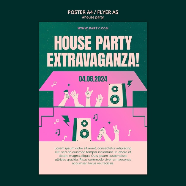 PSD gratuit dessin de modèle de fête à la maison