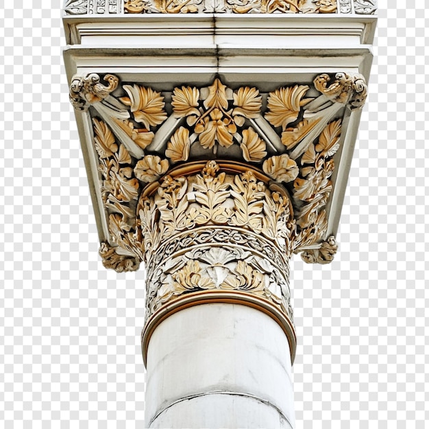 Détail d'une colonne architecturale ornée Une vue rapprochée de sculptures complexes