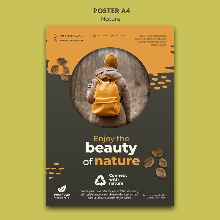 PSD gratuit détendez-vous avec le modèle d'affiche de la nature