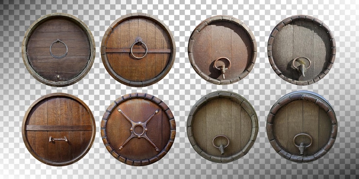 PSD gratuit différents modèles de barils et de portes en bois