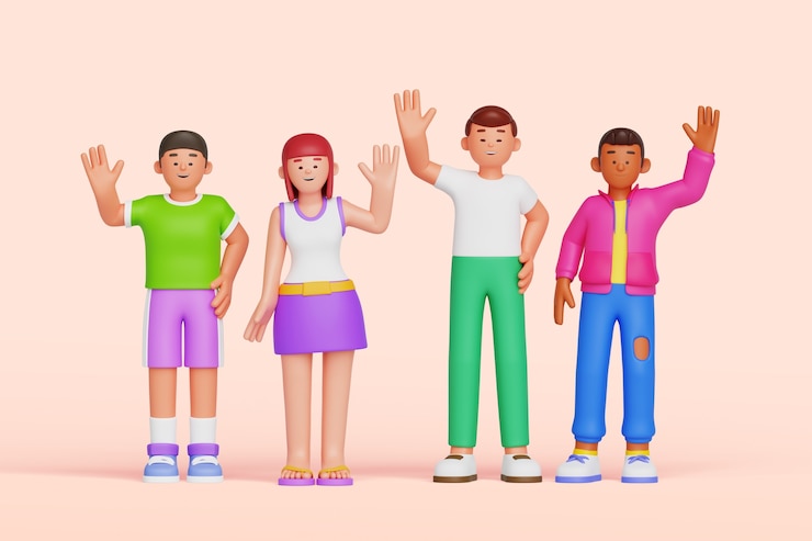 PSD gratuit diverse composition de personnes en 3d