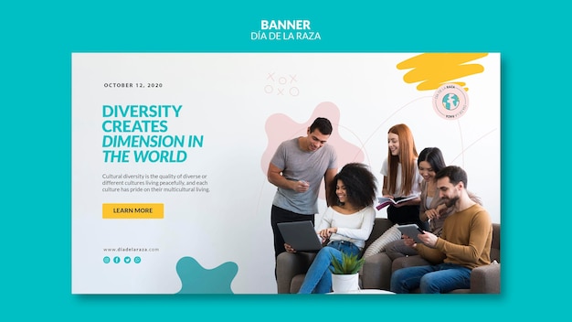 PSD gratuit la diversité crée une dimension dans la bannière mondiale