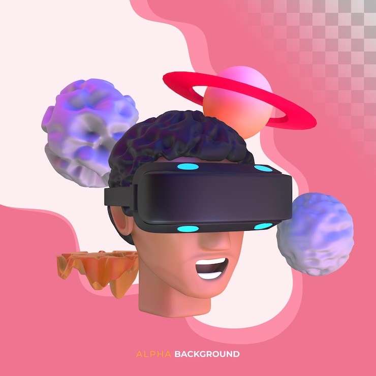 PSD gratuit divertissement en réalité virtuelle vr. illustration 3d
