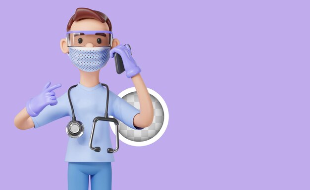 Le docteur appelle un patient illustration 3D