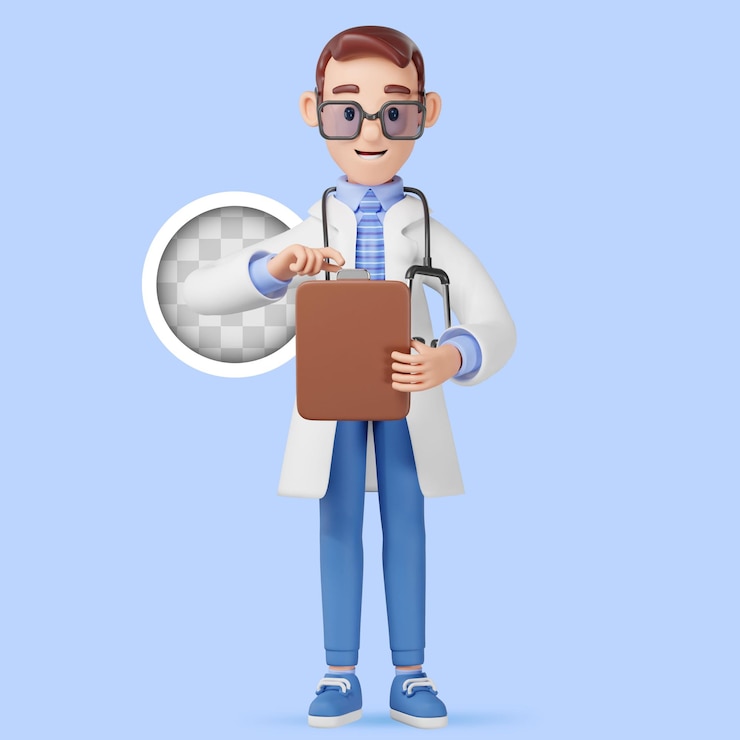 PSD gratuit le docteur tient le bloc-notes 3d illustration