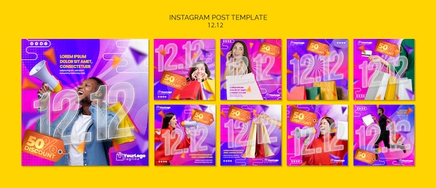 PSD gratuit doublez 12 publications instagram à prix réduit