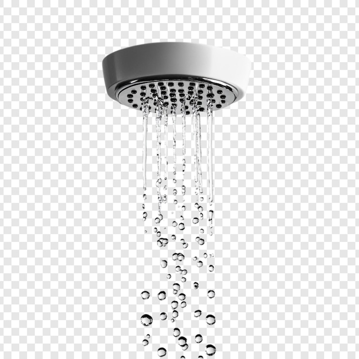 PSD gratuit une douche rafraîchissante avec de l'eau qui coule vers le bas