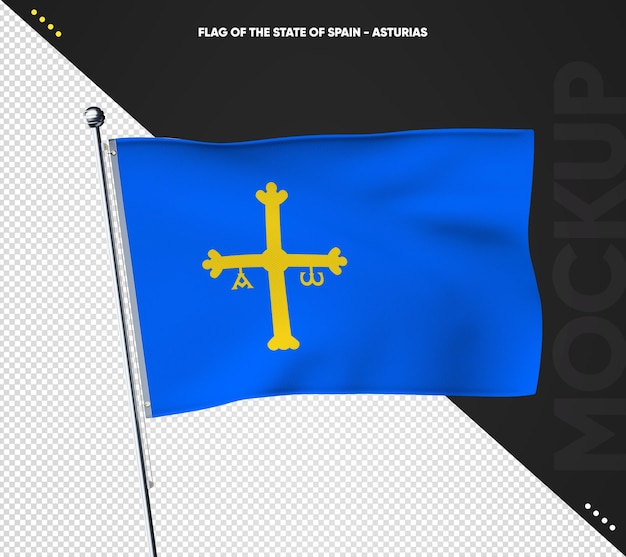 PSD gratuit drapeau 3d réaliste des asturies