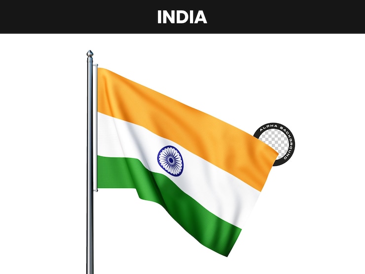PSD gratuit le drapeau de l'inde agitant sur un poteau