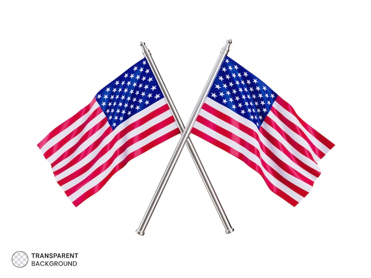 PSD gratuit drapeau volant national des états-unis sur fond blanc