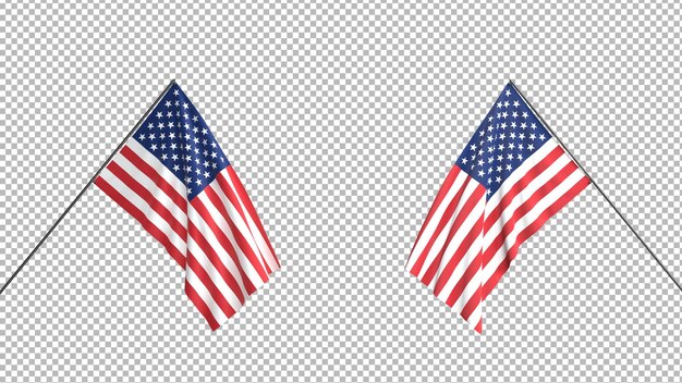 Des drapeaux américains sur des transparents.