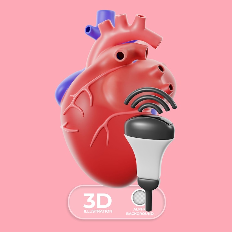 PSD gratuit l'échocardiogramme est un test médical 3d.