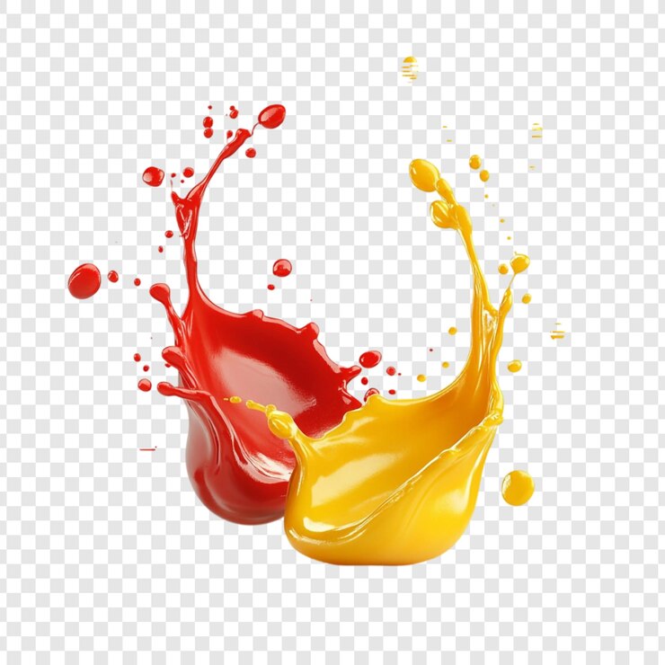 PSD gratuit des éclaboussures de peinture rouge et jaune vibrantes un rendu 3d dynamique