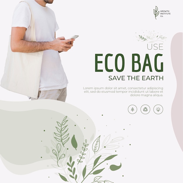 PSD gratuit eco sac recycler pour l'environnement sauver la terre